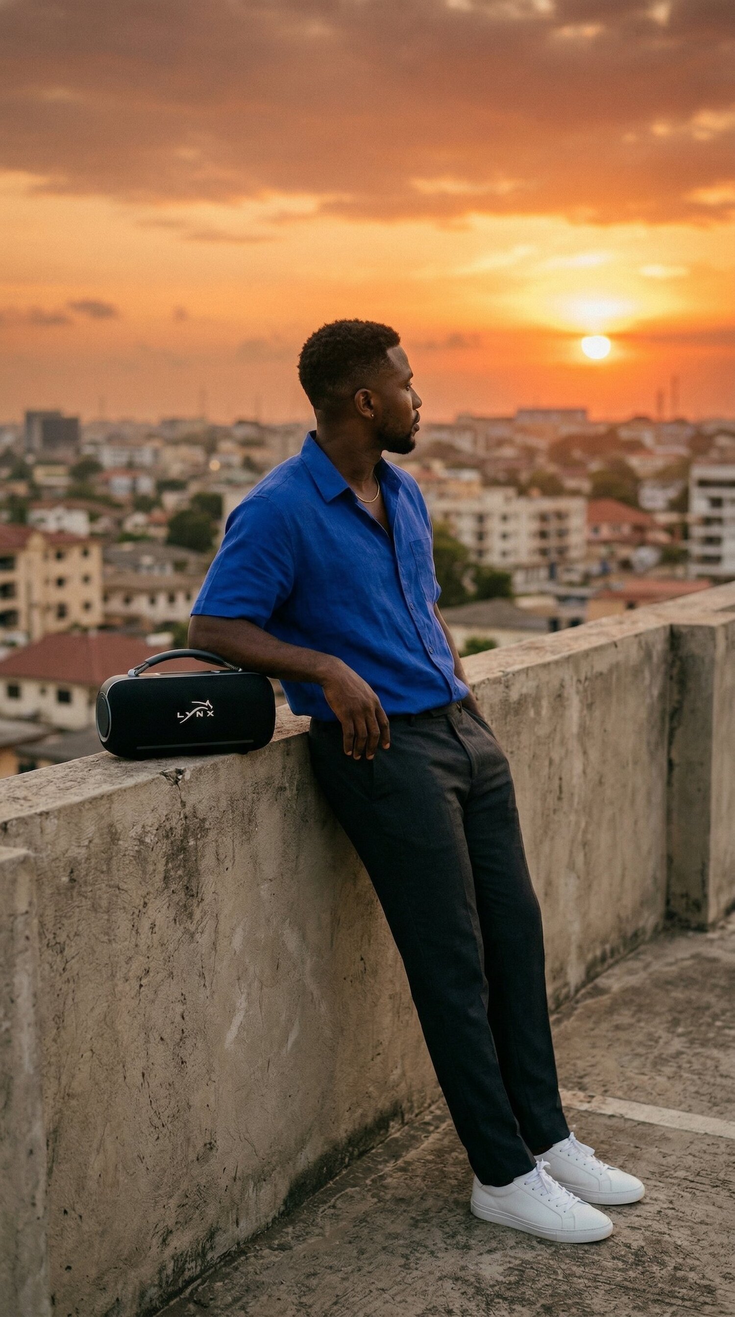 Lynx Octave on an Accra rooftop at golden hour